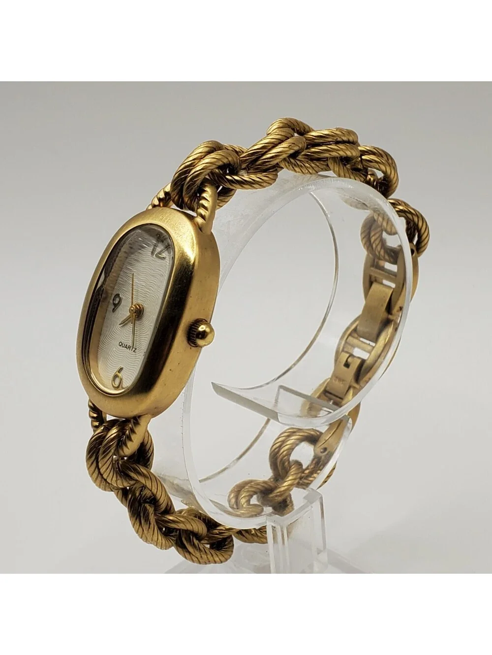Quartz Chain Link Style Band Womens Watch  Gold Tone 19mm New Battery